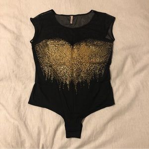 La Senza Mesh Sweetheart Glitter Bodysuit - NWOT
